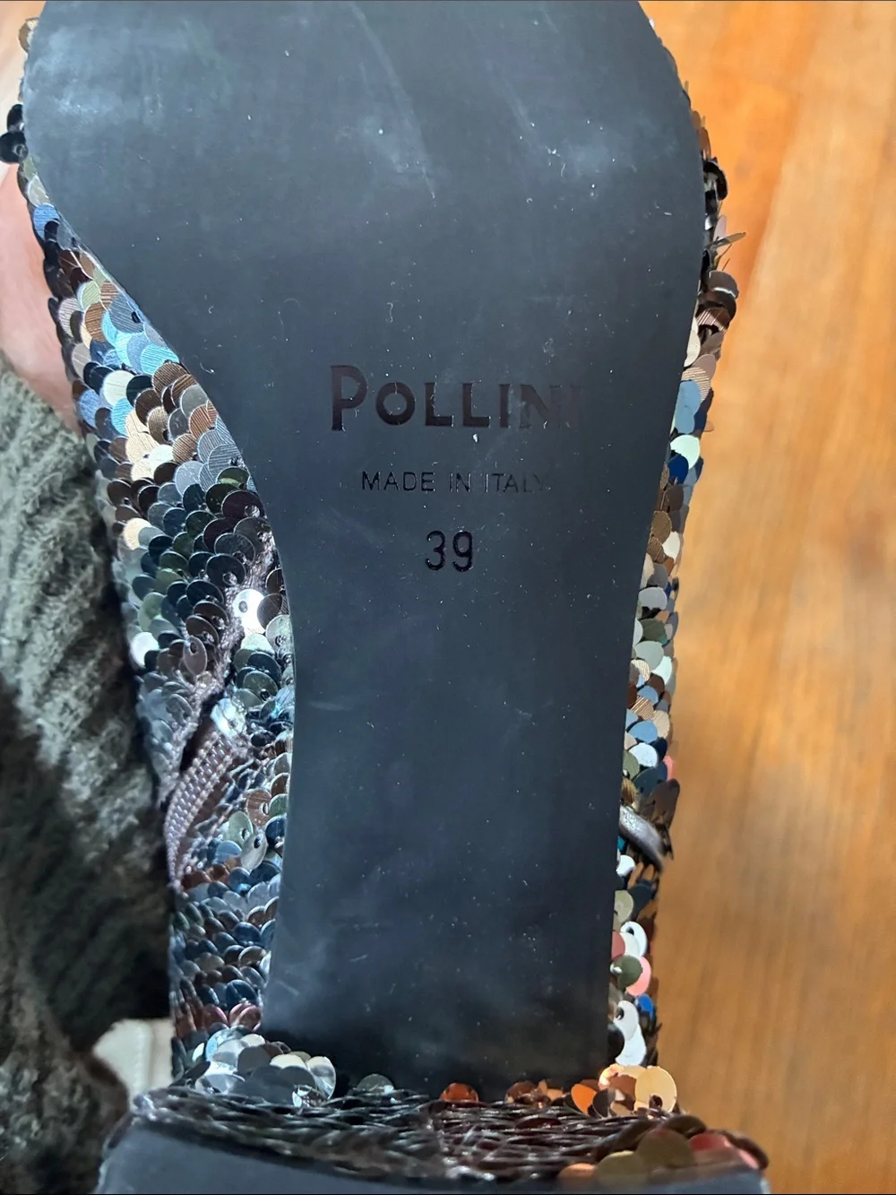 Pollini Sequin Block Heel Ankle Boot - Multicolor size 39 US 8.5